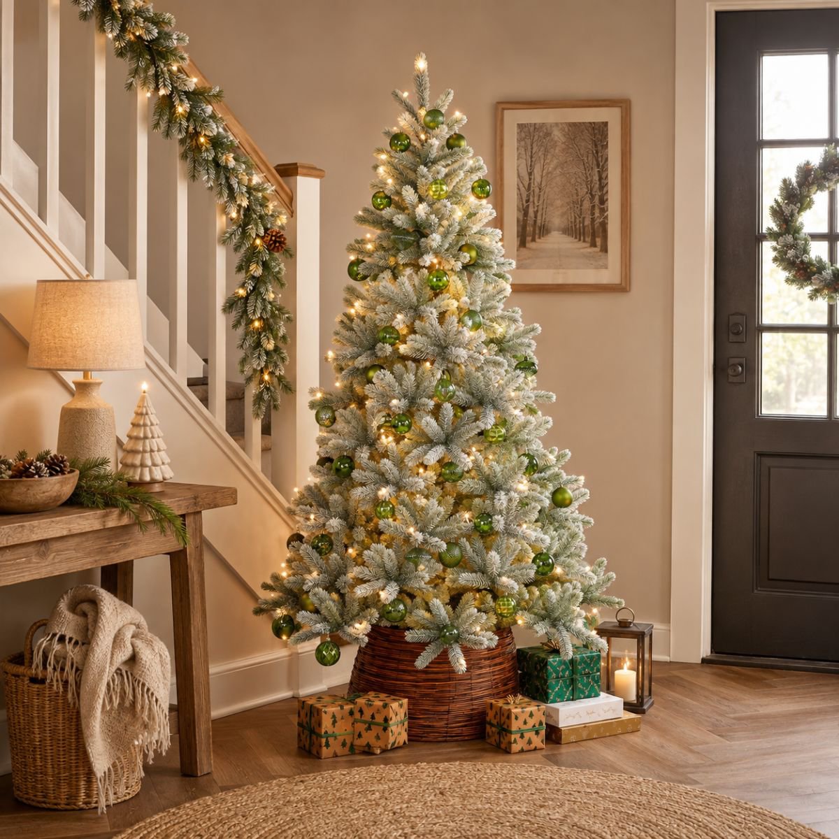 Nagoya besneeuwde kunstkerstboom met verlichting, 180 cm, Ø 108 cm