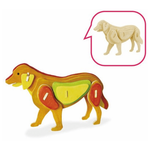 Houten bouwpakket hond 24 stukjes, 20 x 7,5 x 15 cm