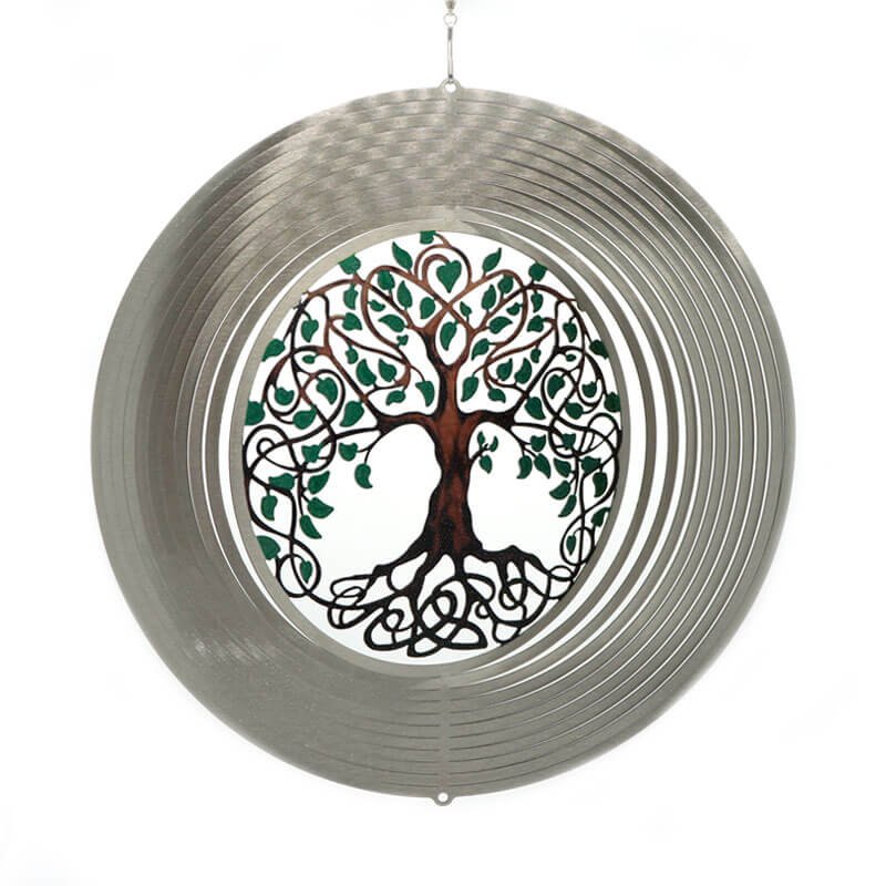 Windspinner Spin Art tree of life zilverkleurig RVS, 30 cm