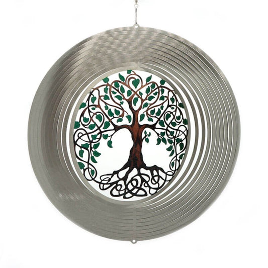 Windspinner Spin Art tree of life zilverkleurig RVS, 30 cm