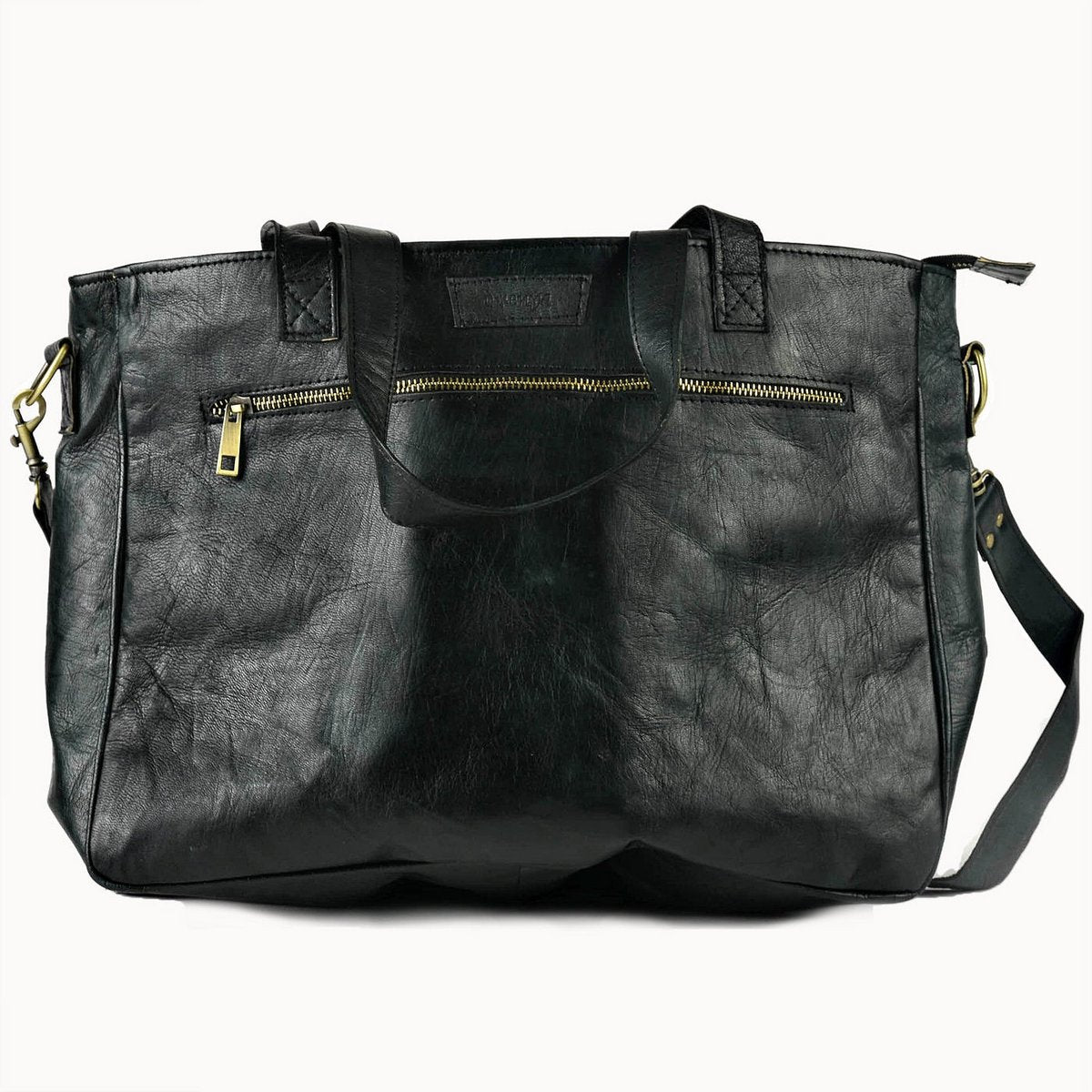 Bisou leren tas met koeienvacht, 40 × 10 × 30 cm