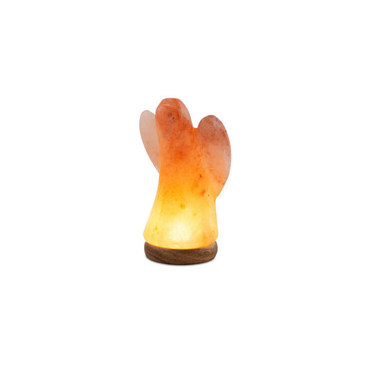 Salt Dreams engel zoutlamp USB LED met houten voet 13 cm
