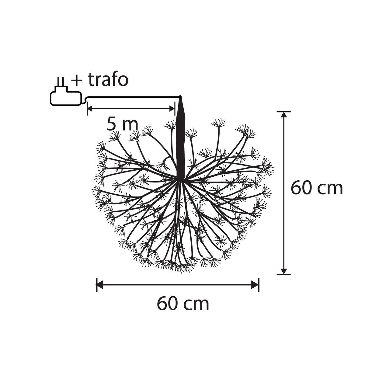 Lichtbal met 1200 micro LED-lampjes, Ø 60 cm