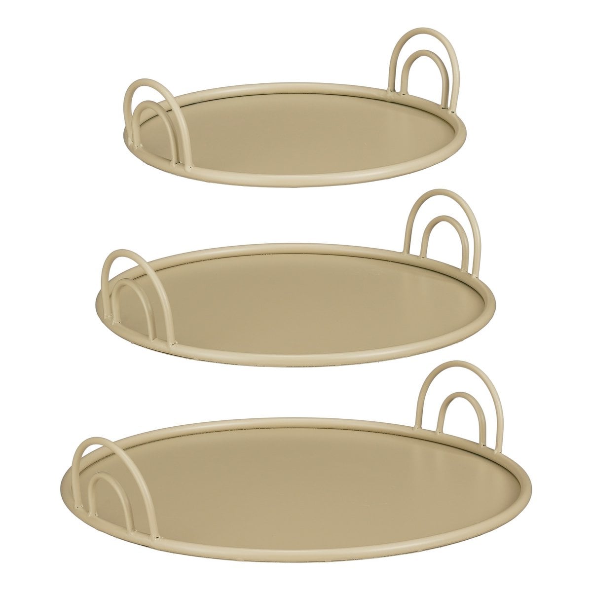 Dienbladen, set van 3 met handgrepen, Ø30, Ø36 en Ø42 cm
