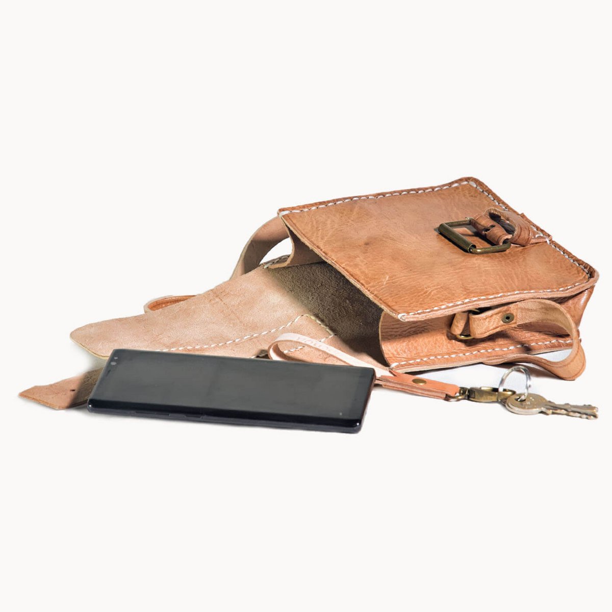 Pico leren tasje, tuigleer, 16 × 6 × 17 cm