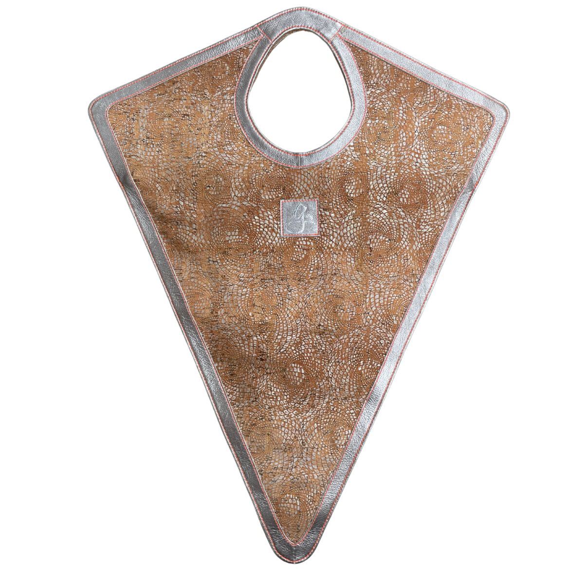 Kurk en leren handtas XL Driehoek groen, 57 x 72 cm