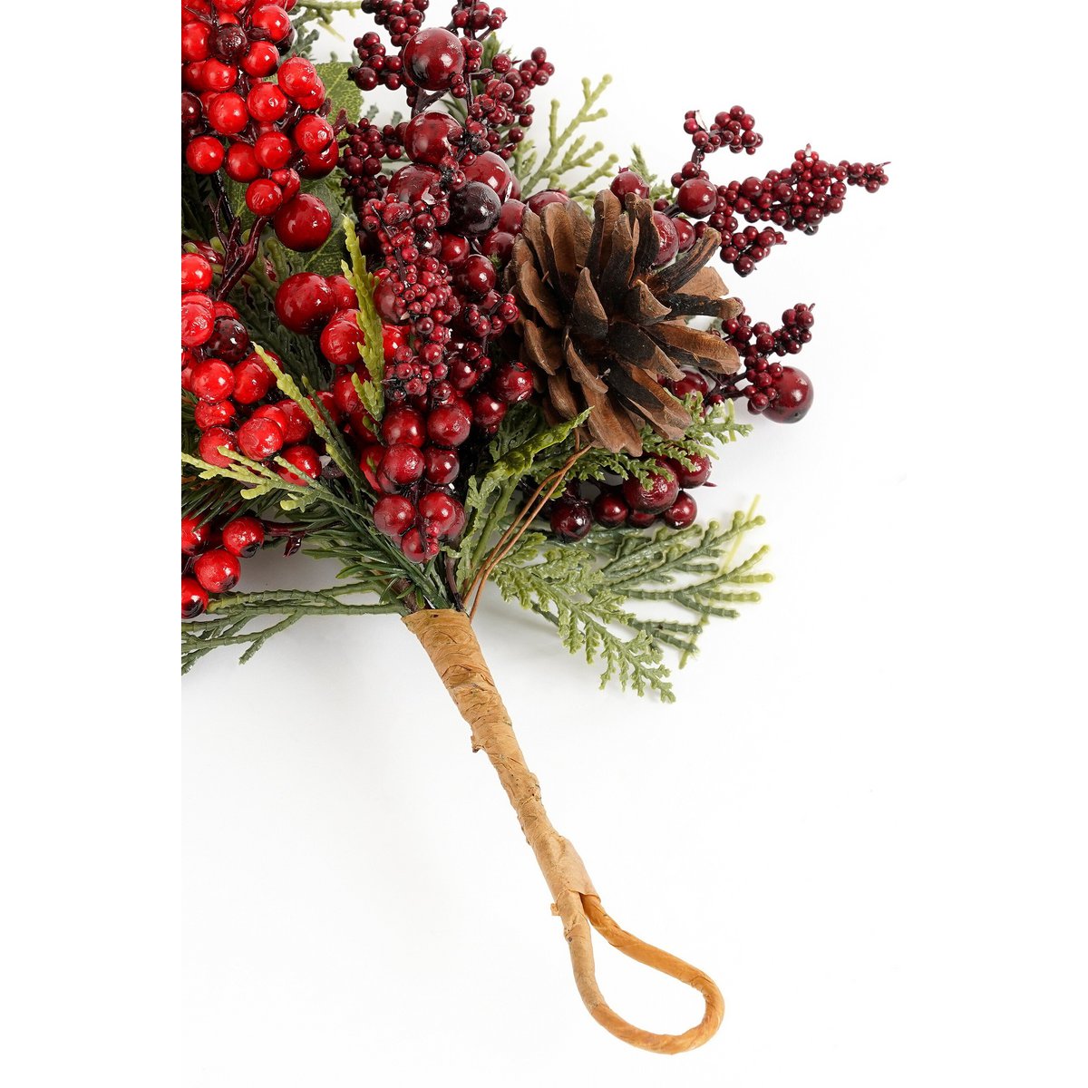 Kerstguirlande met rode bessen en dennenappels, 110 cm