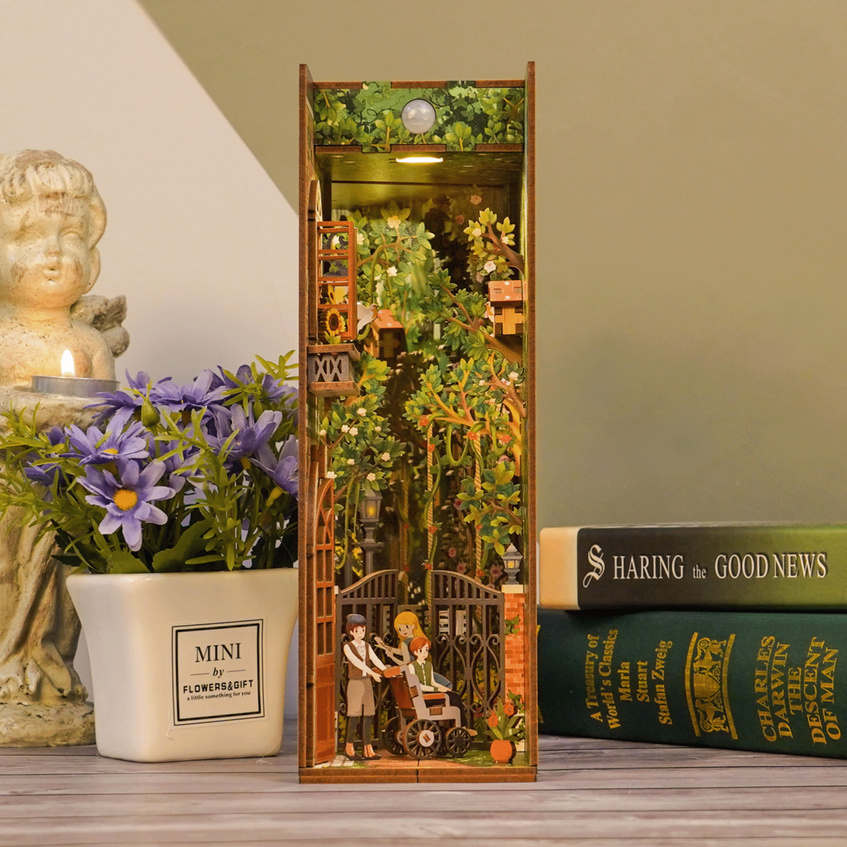 DIY book nook the secret garden bookend, 24,5 cm