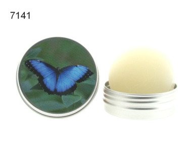 Vlinder blauw, blikje met lavendelzeep
