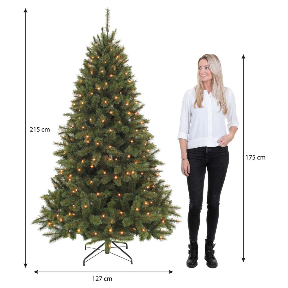 Bristlecone kunstkerstboom met LED-verlichting, 215 cm