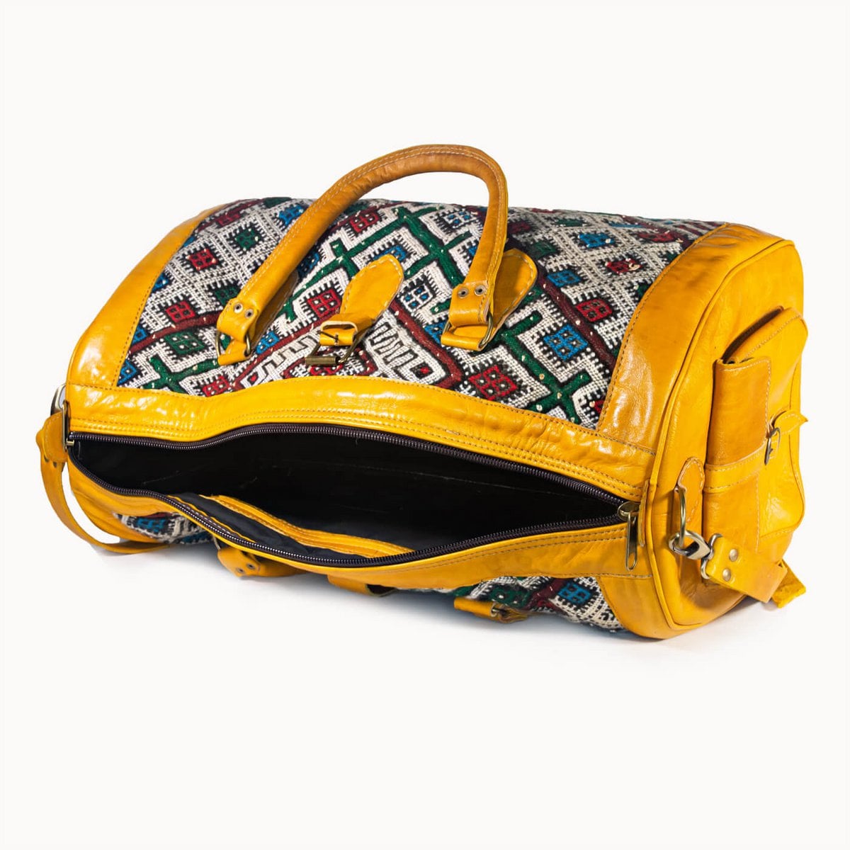 Kilim X leren reistas met authentieke kelim, 54 × 28 × 28 cm