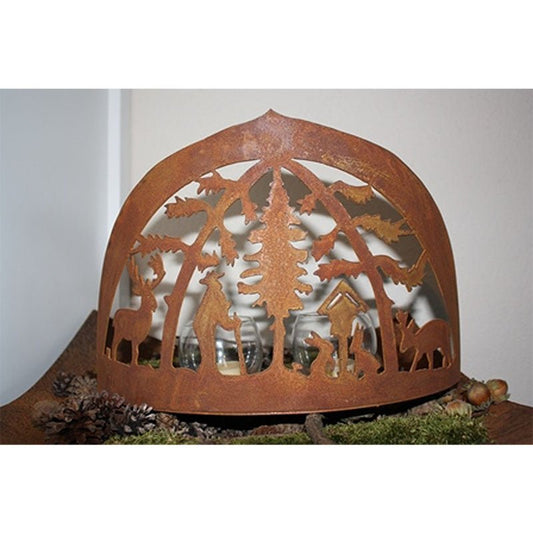 Roestdecoratie winterlandschap 38 cm, metalen kerstdecoratie