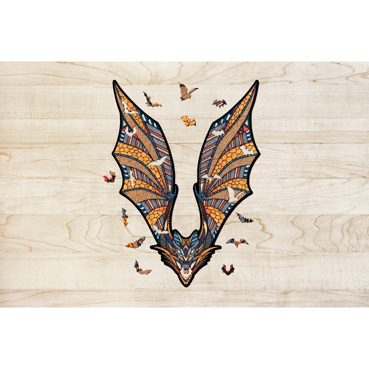 Houten legpuzzel vleermuis M 130 stukjes, 39 × 28 cm