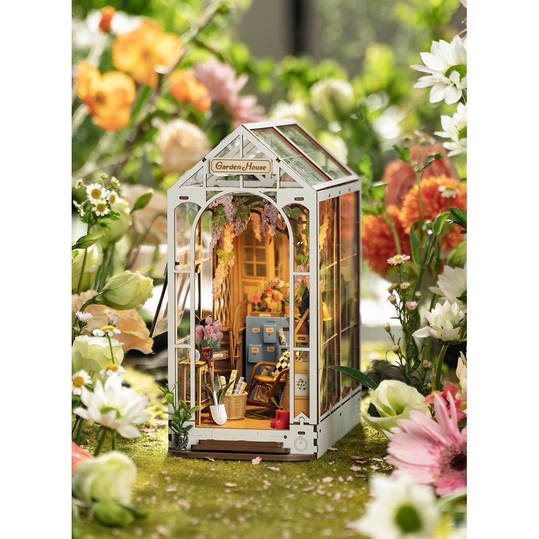 DIY book nook bookend garden house, 24,1 cm