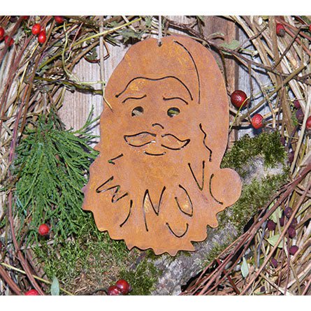 Kerstman metalen decoratie om op te hangen, roestpatina, 15 × 15 cm