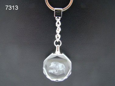 Wild zwijn, sleutelhanger glas