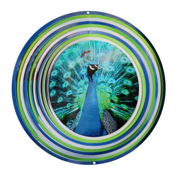 Spin Art pauw windspinner 12 inch RVS