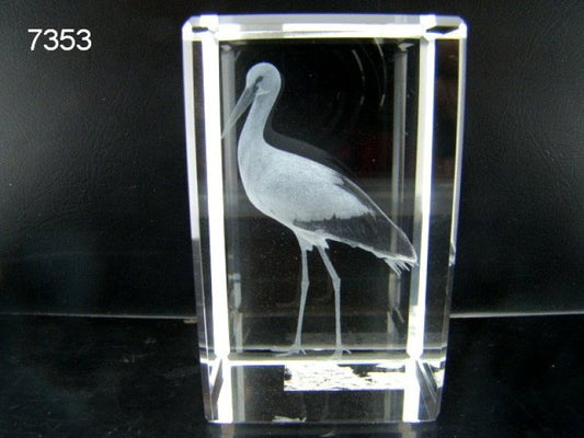 Ooievaar glasblokje