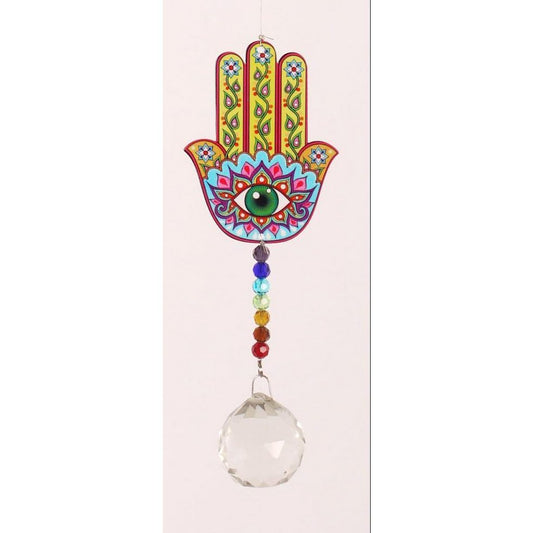 Hamsa Hand Zonvanger met Kristalbol 40 cm