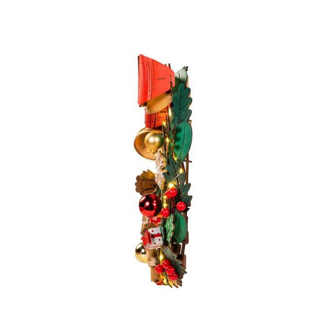 Houten bouwpakket kerstkrans met LED verlichting, 40 cm