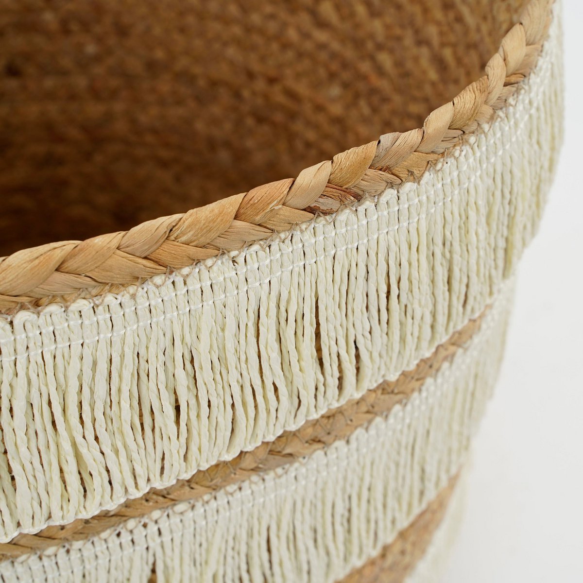 Mica Decorations Opbergmanden – Set van 2 Naturel met Franjes