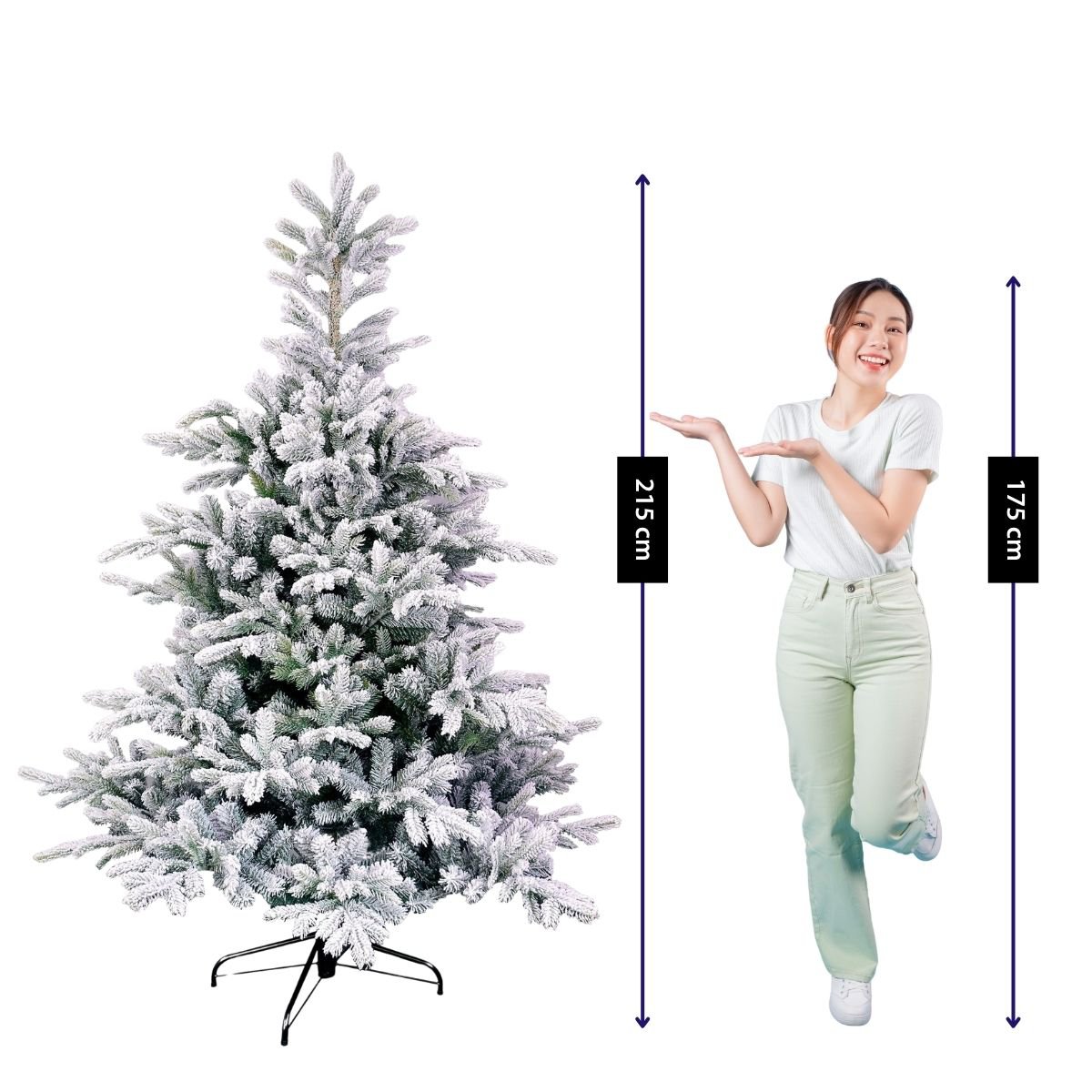 Kunstkerstboom Grimshaw, groen frosted, 215 cm, Ø 152 cm