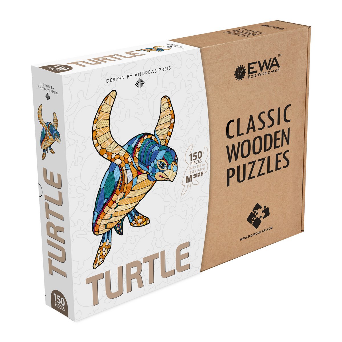 Houten legpuzzel schildpad M 150 stukjes, 39,5 × 28,1 cm