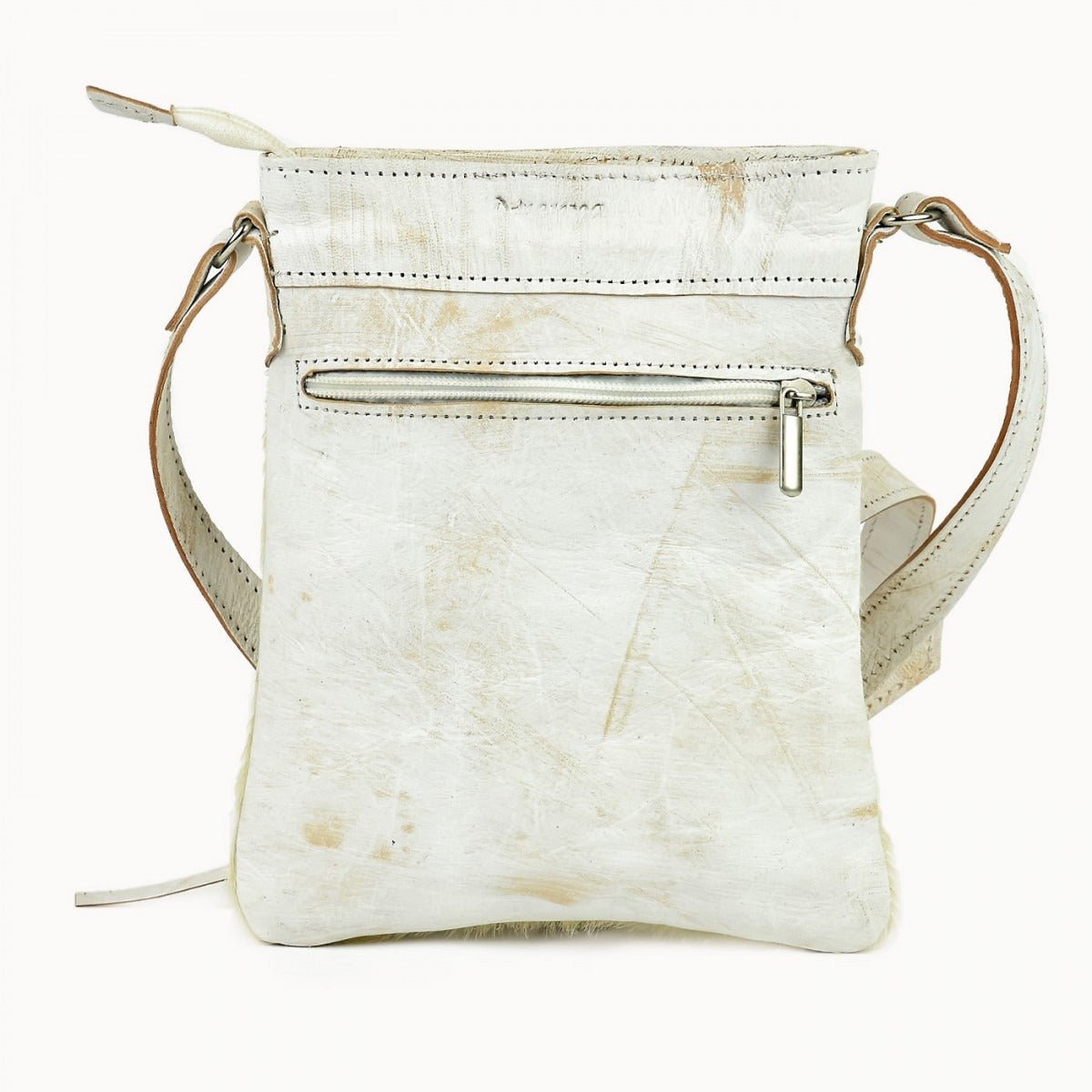 Farin leren heuptas en crossbodytas met koeienhuid, 15 × 3 × 20 cm