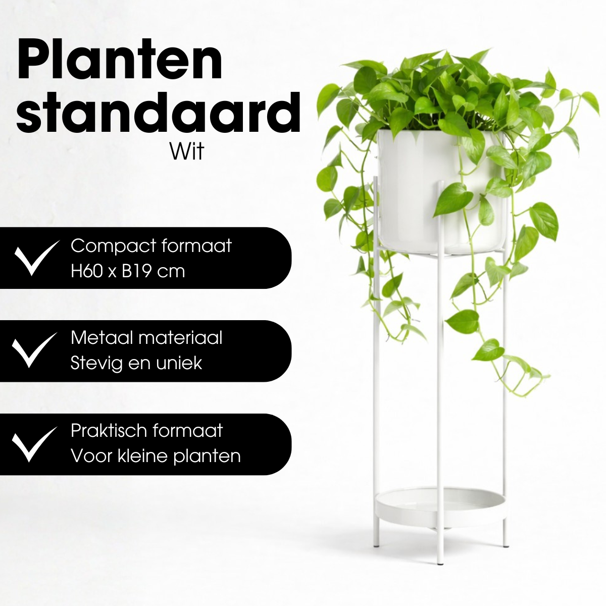 Colyn bloempot op standaard wit Ø 19 × 60 cm