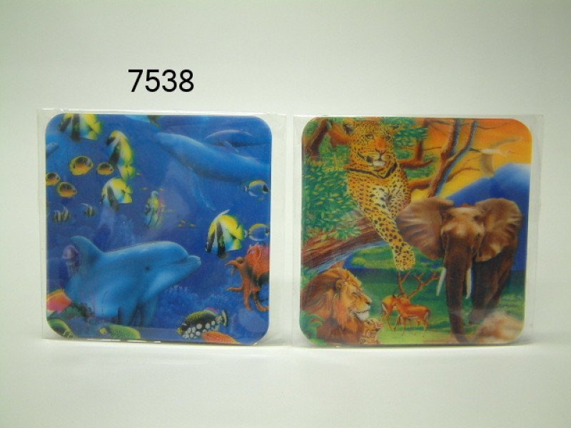 Plastic onderzetters 3D, set van 4. Assorti
