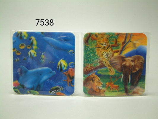 Plastic onderzetters 3D, set van 4. Assorti
