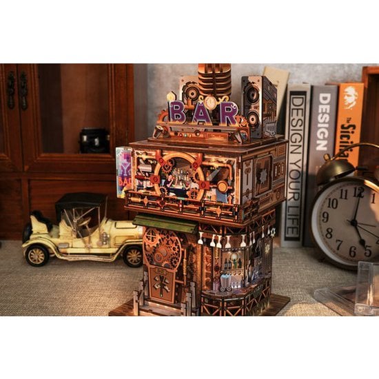3D houten bouwpakket punk bar bureau organizer 15 × 14 × 25 cm – 161 stukjes