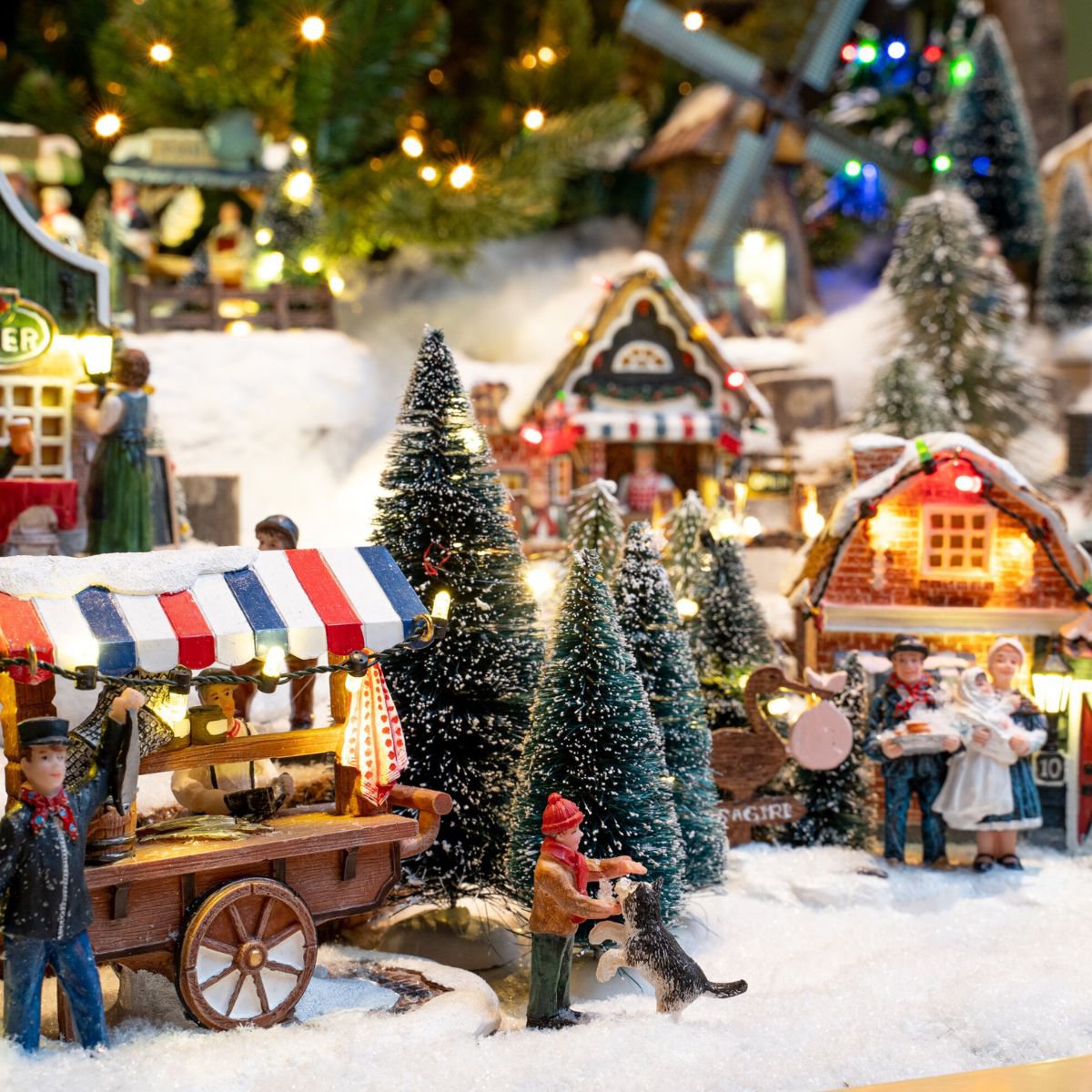 Kerstdorp dennenbomen set, 21 stuks, verschillende hoogtes