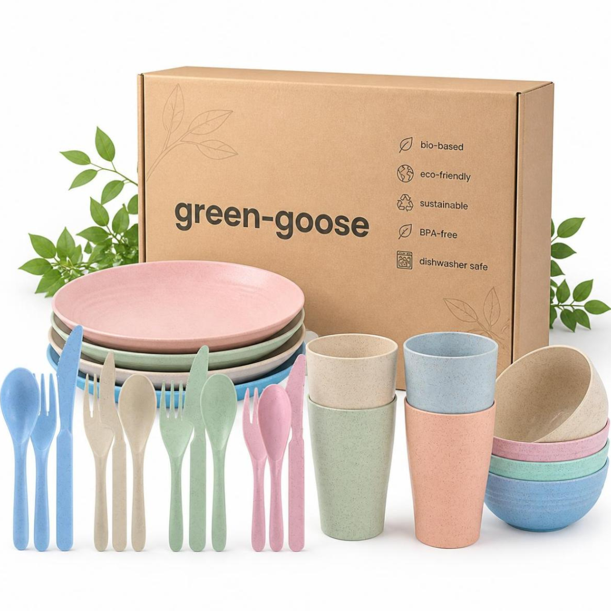 Bio-based picknickservies set, 28 delig