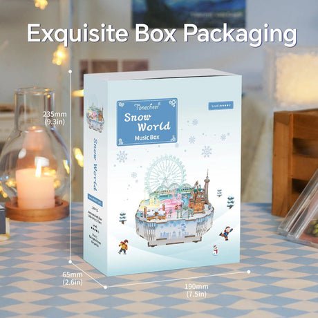 DIY 3D houten muziekdoos Snow World 14 x 16 x 15,7 cm