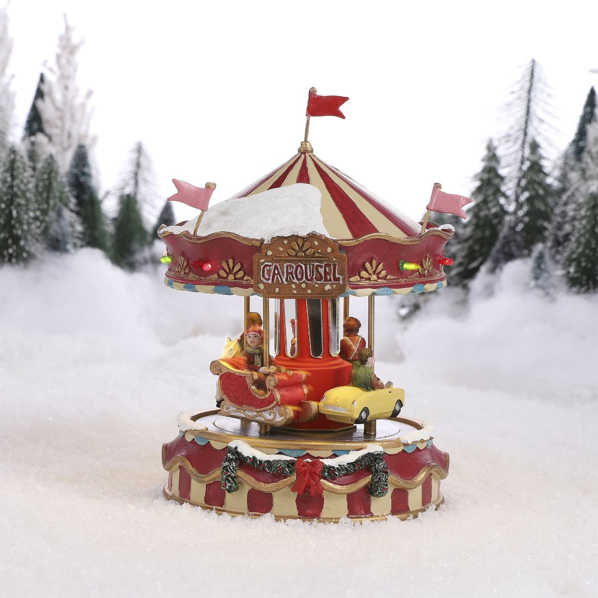 Kerstdorp draaimolen met beweging en verlichting, 13 × 13 × 17,5 cm