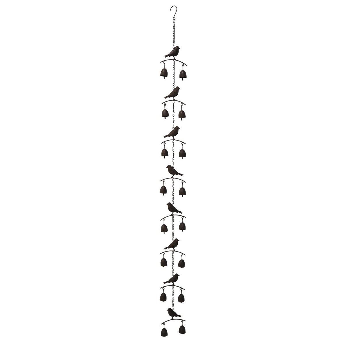 Regenketting vogel met bellen van brons, 178 × 12 cm