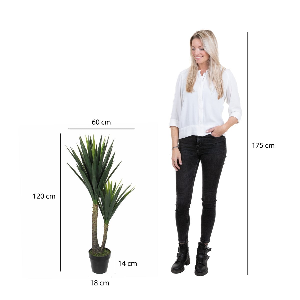 Yucca kunstplant, 120 cm