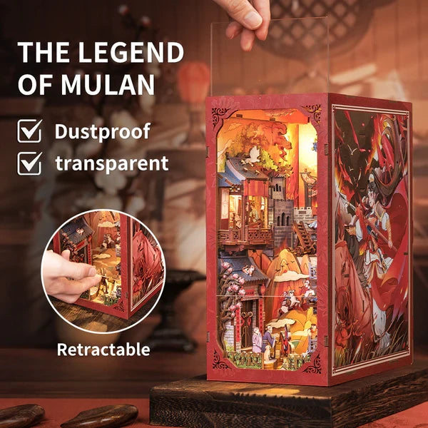 The Legend of Mulan book nook, 18 × 11 × 23 cm