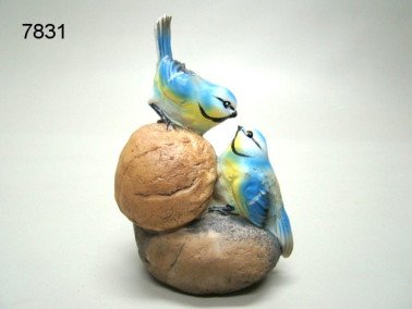Pimpelmees duo op steen, 11 cm