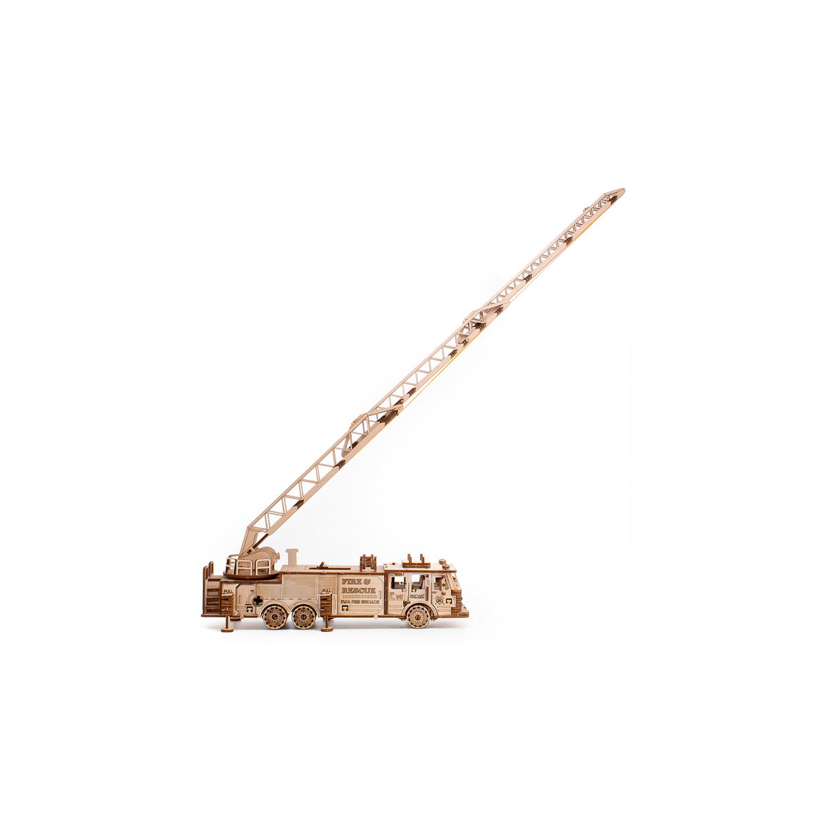 Houten mechanische puzzel Fire Truck, 439 onderdelen, 37.8 x 9.8 x 12.2 cm
