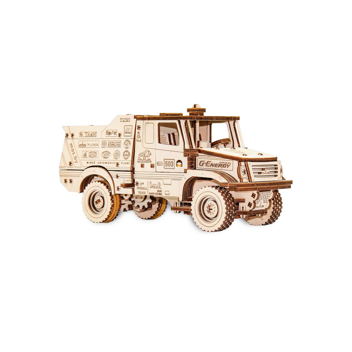 3D mechanische houten puzzel truck MAZ-6440RR 24 × 9 × 11,7 cm – 277 stukjes