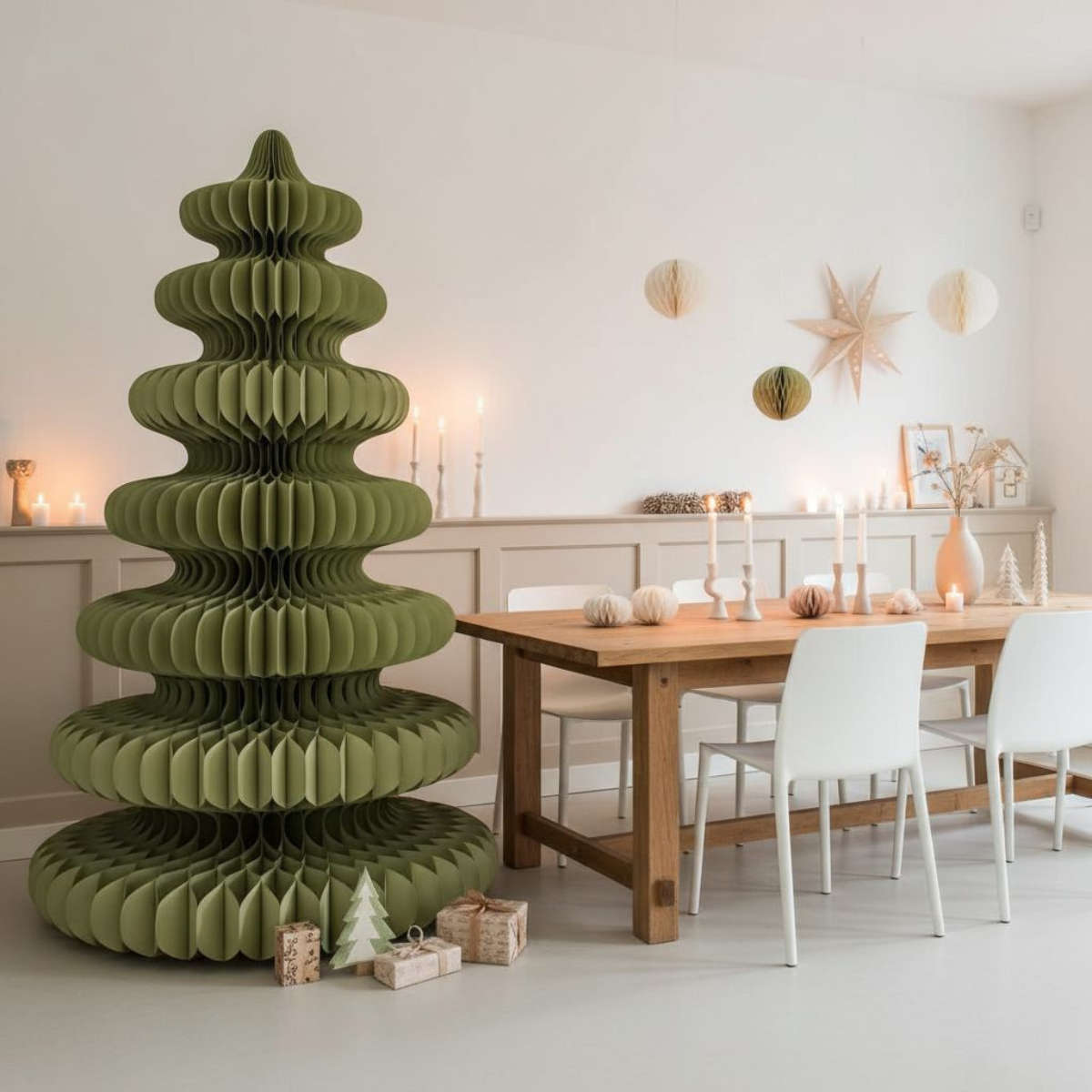 Decoratieve kerstboom papier, groen, Ø 148 × 212 cm