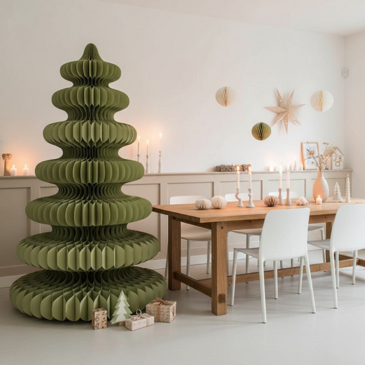 Decoratieve kerstboom papier, groen, Ø 148 × 212 cm