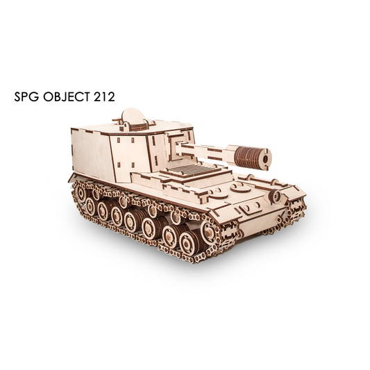 3D mechanische houten puzzel tank SAU-212 38,4 × 17,5 × 17 cm – 684 stukjes