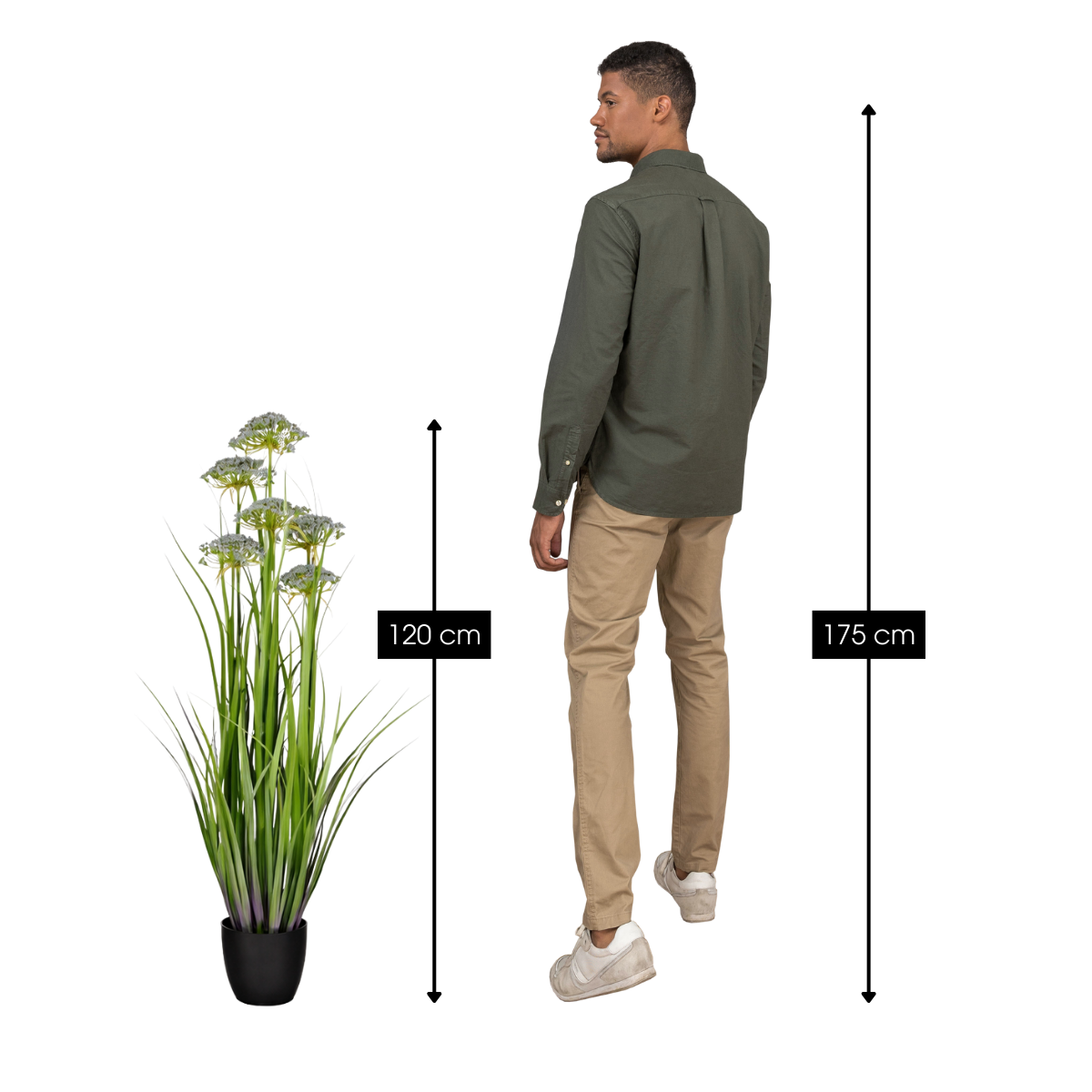 Engelwortel kunstplant met pot, groen en paars, 120 cm