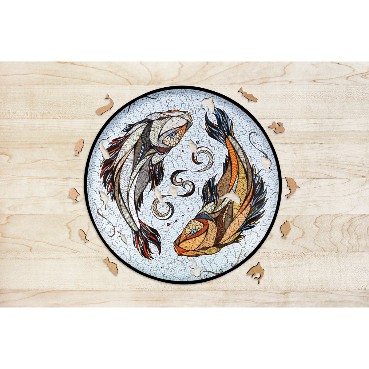 Houten legpuzzel koi M 150 stukjes, 28,5 × 28,5 cm