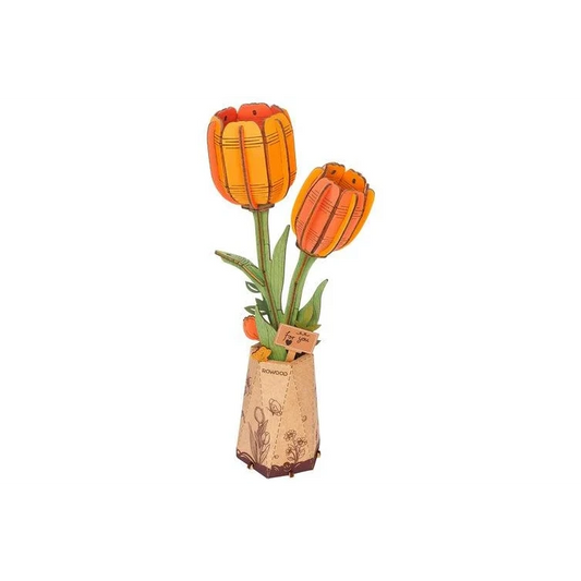 DIY houten bloem oranje tulp