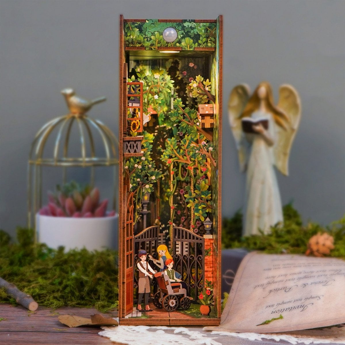 DIY book nook the secret garden bookend, 24,5 cm