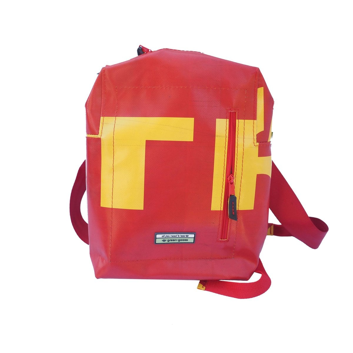 Silnice upcycle rugzak rood/geel, 23 x 8 x 33 cm